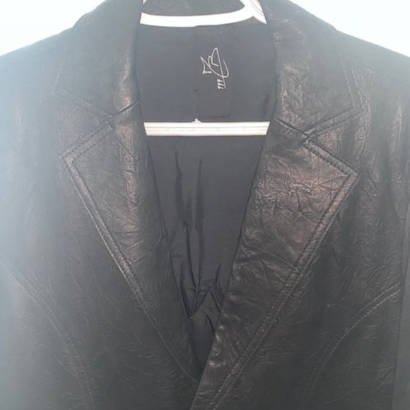 Black Leather Blazer Coat - Picture 8 of 10
